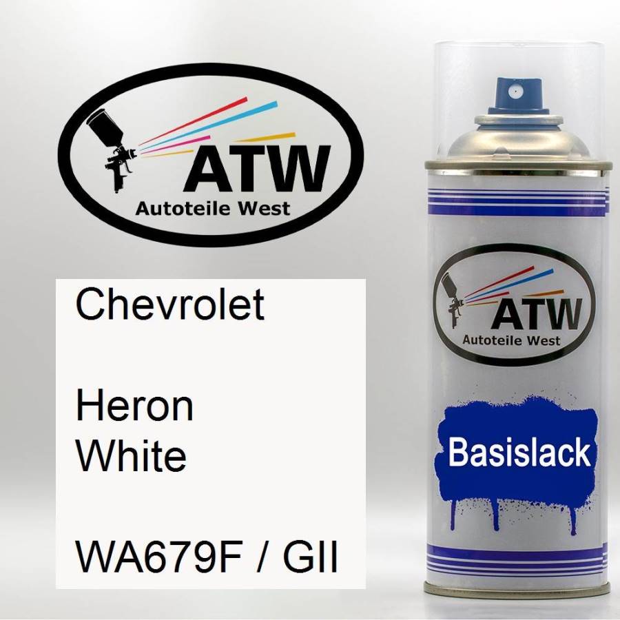 Chevrolet, Heron White, WA679F / GII: 400ml Sprühdose, von ATW Autoteile West.